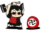 black_hair catgirl character:alunya countryballs fascism goddess hammer hat meta:highres nazi red_eyes site:leftypol smash // 2181x1599 // 158KB