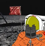 cosmonaut flag hammer_and_sickle moon red_flag soviet_union space // 1174x1186 // 1.5MB