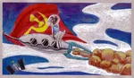 anthro canine caricature cosmonaut dog furry hammer_and_sickle laika rocket satellite soviet_union space // 1000x582 // 121KB