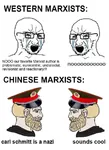 carl_schmitt chad china crying dengism eurocentrism glasses identity_politics marxism peaked_cap radlib soyboy wojak yes_chad // 696x960 // 444KB