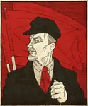 art artist:the-black-cat flag hat red_flag vladimir_lenin // 540x654 // 537KB