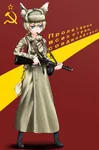 anime catgirl cigarette gun hammer_and_sickle ppsh-41 smoking soldier soviet_union submachine_gun uniform ushanka weapon // 1228x1858 // 835KB