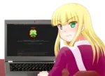 blonde_hair character:grace computer green_eyes meta:transparent_background monarchism site:leftypol // 4150x3000 // 4.7MB