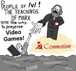 beard book capitalism copyright free_software game hammer_and_sickle hand karl_marx keyboard marxism preservation red_star site:v star the_teachings_of video_game // 1216x1137 // 91KB