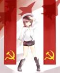 aircraft airplane anime fighter hammer_and_sickle jet joseph_stalin moe_stalin peaked_cap salute soviet_air_forces soviet_union // 850x1030 // 364KB