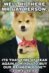 capitalism corporation dog doge gay identity_politics lgbt liberalism rainbow rainbow_capitalism // 692x1024 // 151KB