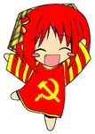 anime frog hammer_and_sickle happy red_hair shirt // 402x562 // 91KB
