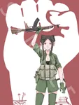 anime catgirl cuba gun kalashnikov latin_america raised_fist rifle uniform // 1000x1333 // 423KB