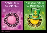 agitprop capitalism coronavirus covid-19 dollar hat money pandemic poster propaganda virus // 1225x864 // 462KB