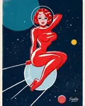 artist:sveta_shubina cosmonaut female pinup soviet_union space sputnik // 1080x1350 // 321KB