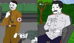 adolf_hitler crying cup drinking fascism germany gun handgun joseph_stalin nazi nazi_germany smug soviet_union suicide tea victory war weapon wojak world_war_ii // 2048x1208 // 285KB