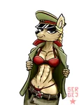 anthro bikini blue_eyes buff canine furry officer peaked_cap red_army red_star soviet_union star // 1200x1600 // 809KB