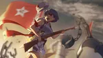 anime art cap chain china female flag gun hammer_and_sickle red red_flag red_star rifle trumpet uniform // 1920x1080 // 788KB