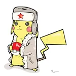 anime hammer_and_sickle pikachu pokemon red_star ushanka // 800x800 // 220KB