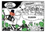 ben_garrison bourgeoisie capitalism ceo delusion green_wojak hat heaven kelly_(the_onion) meta:highres political_cartoon porky shareholder site:crisis site:leftypol stock_market top_hat wojak // 3270x2289 // 1.6MB