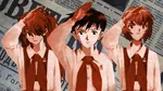 anime asuka auburn_hair ayanami_rei eye_patch ikari_shinji neon_genesis_evangelion pioneer poster propaganda red_star salute soviet_union star // 1280x720 // 139KB