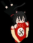 anti_fascism bite black_hair catgirl character:alunya fascism nazi red_eyes site:leftypol site:pol swastika // 681x888 // 74KB