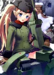 anime armored_fighting_vehicle cannon mecha_musume red_neck t-34 tank telnyashka ushanka war weapon world_war_ii // 645x900 // 52KB