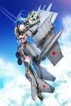 air_to_air_missile aircraft airplane anime breasts female fighter green_hair interceptor jet large_breasts mecha_musume mig-31 mikoyan-gurevich missile r-40 red_star soviet_air_forces soviet_union star weapon // 900x1335 // 220KB