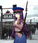 anime badge bayonet character:yuri doki_doki_literature_club game gulag gun handgun knife nkvd prison red_star rifle star svt-40 symbol video_game weapon // 1024x1147 // 270KB