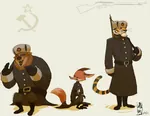 annoyed anthro bear big_cat feline fox furry gun hammer_and_sickle red_star rifle star story tiger ushanka vulpine weapon // 1032x800 // 317KB