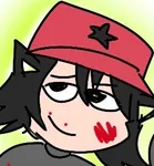 black_hair black_star catgirl character:alunya goddess hat meta:lowres site:leftypol smug star // 272x294 // 31KB