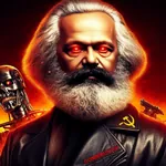 glowing_eyes hammer_and_sickle karl_marx marxism robot terminator // 1024x1024 // 243KB