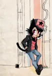 artist:ppdppl black_hair black_star catgirl character:alunya cigarette hat jacket red_eyes scarf site:leftypol smoking star // 753x1081 // 1.0MB