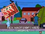 cartoon poster simpsons social_democracy three_arrows trash trash_can truck vehicle // 840x640 // 333KB