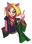 blonde_hair catgirl character:national_bolshevism_catgirl character:political_ideology_catgirls dugina green_eyes middle_finger national_bolshevism // 700x966 // 84KB