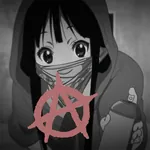 1:1_aspect_ratio akiyama_mio anarchism anime circle_a female graffiti hoodie k-on mask // 1200x1200 // 1.1MB