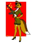 anthro canine dog furry german_shepard german_shepherd gun hammer_and_sickle kalashnikov peaked_cap red_star rifle star weapon // 556x734 // 15KB