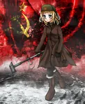 anime blonde_hair blue_eyes hammer hammer_and_sickle tool ushanka weapon // 1280x1575 // 360KB