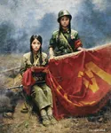 art artist:zhang_dazhong china cute flag gun handgun helmet maoism meta:painting pistol red_flag red_guard rifle soldier uniform weapon // 1065x1280 // 733KB