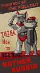 anthro beret fallout furry gas_mask hammer_and_sickle poster propaganda red_star star video_game // 711x1280 // 175KB