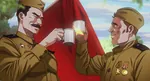 anime artist:dmitry_grozov badge cap cup red_flag red_star soviet_union uniform // 2560x1387 // 633KB