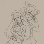 catgirl character:alunya character:grace hug meta:sketch monarchism wip yuri // 3000x3000 // 1.9MB