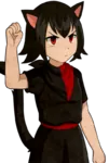 black_hair catgirl character:alunya meta:transparent_background raised_fist red_eyes scarf site:leftypol // 523x775 // 313KB