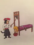 artist:étienne beheading black_hair blonde_hair catgirl character:alunya character:grace execution green_eyes guillotine meta:absurdres meta:highres monarchism site:leftypol // 3264x2448 // 1.1MB