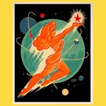 artist:sveta_shubina cosmonaut female pinup poster red_star soviet_union space sputnik // 1080x1080 // 160KB