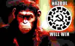 ape black_sun caesar_(planet_of_the_apes) chimpanzee impact_font meta:lowres national_bolshevism nazbol_gang primate simian x_gang // 500x304 // 5.0KB