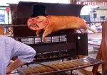 barbecue bourgeoisie capitalism hat pig porky roast sad // 730x514 // 140KB