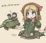 anime armored_fighting_vehicle helmet mecha_musume medal t-34 tank tank_helmet war world_war_ii // 1277x1200 // 974KB