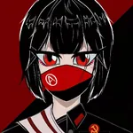 anarcho_communism anime art badge hammer_and_sickle mask red_eyes // 1080x1080 // 115KB