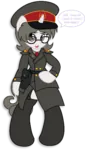 anthro glasses gun handgun meta:absurdres meta:highres my_little_pony nkvd peaked_cap pistol purple_eyes uniform weapon // 3854x6818 // 2.8MB