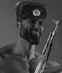 beard chad gigachad hammer_and_sickle kalashnikov ushanka // 848x1000 // 139KB