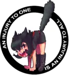 angry artist:ppdppl bared_teeth black_hair catgirl character:alunya iww meta:transparent_background red_eyes sabocat scarf site:leftypol symbol syndicalism // 1046x1131 // 602KB