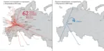 aeroflot aircraft airplane airport comparison map network russia russian_federation soviet_union then_and_now transportation voronezh // 1836x900 // 633KB