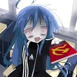 adidas anime blue_hair book cigarette gopnik hammer_and_sickle lucky_star meta:tagme smoking stoned // 736x736 // 214KB