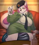 alcohol anthro canine dog furry green_eyes husky red_star star ushanka vodka // 1299x1500 // 2.2MB